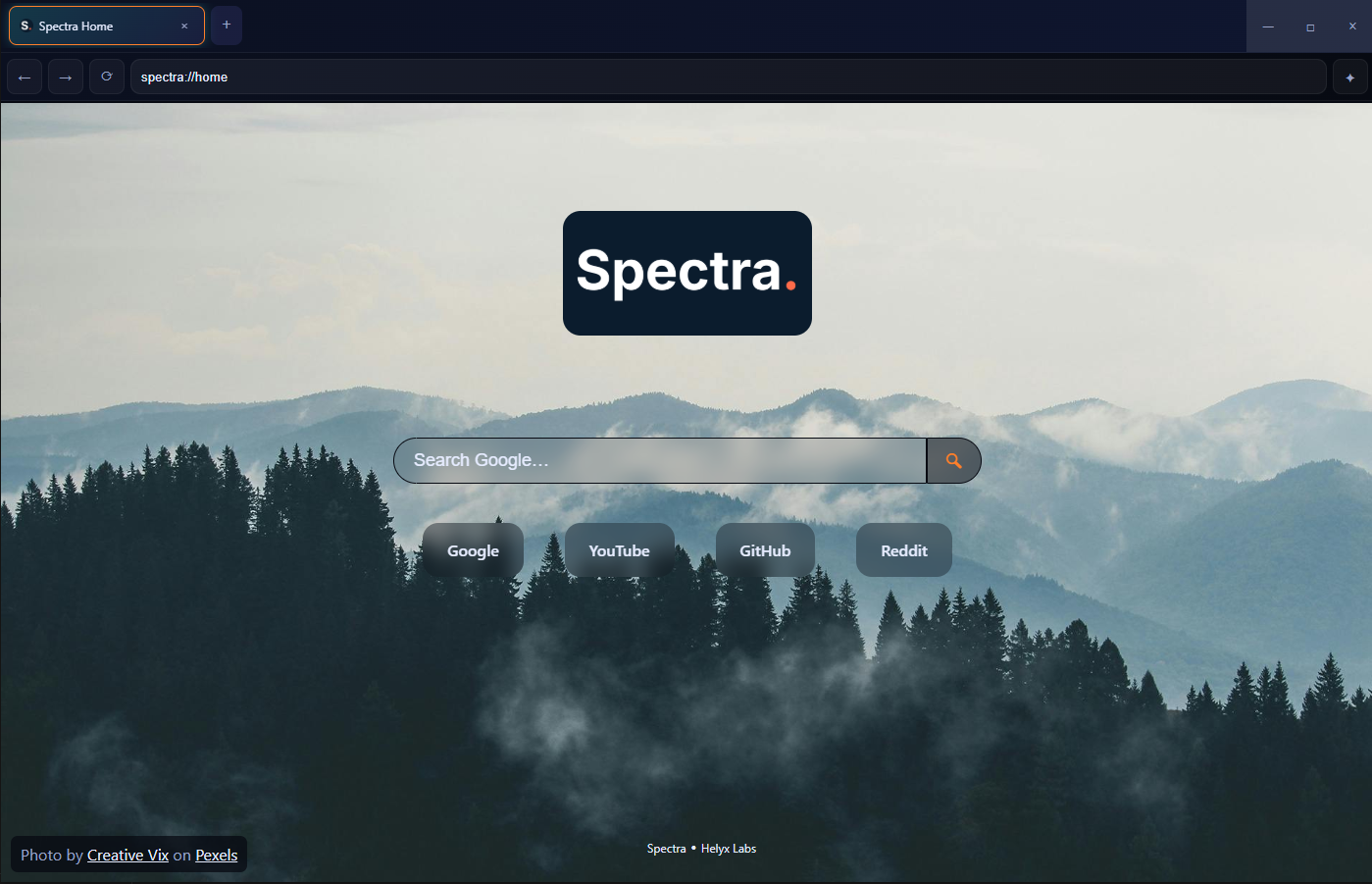 Spectra browser interface showing its user-interface